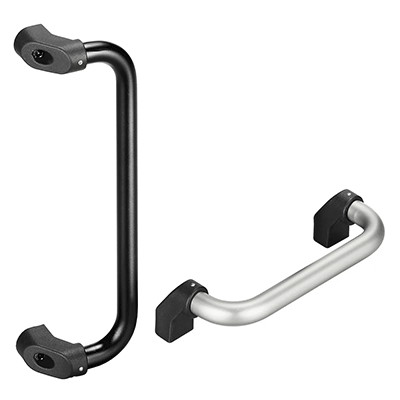 Angled bow / machine handles for industrial equipment: aluminum, plastic / polyamide