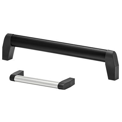 Bow handles / machine handles for industrial equipment: aluminum, plastic / polyamide, brass, oval