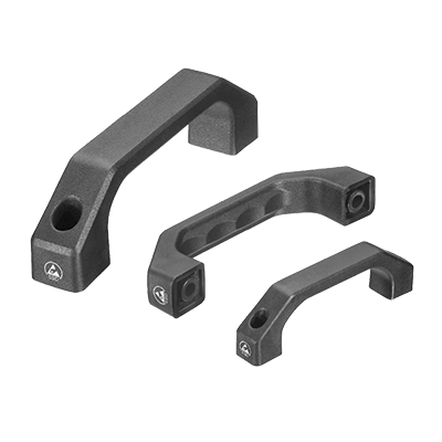 Bow handles / machine handles for industrial equipment and wet areas: plastic / polyamide, solid, black or orange