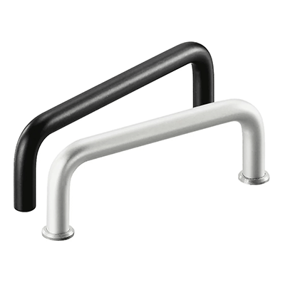 Bow handles / machine handles for industrial equipment: aluminum, round, black, silver or natural color