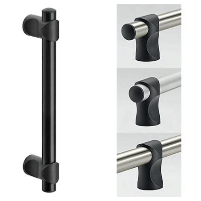 Bow handles / tube handles / machine handles for industrial equipment: aluminum, stainless steel, plastic /polyamide, round, end caps