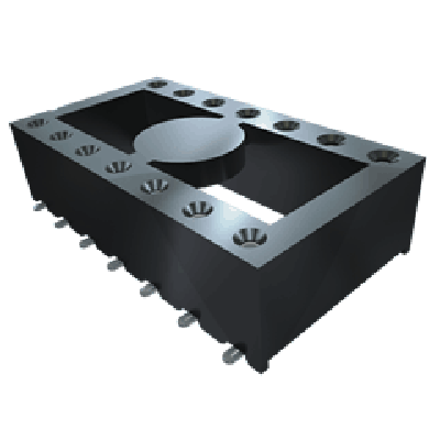 ICF Series - .100" Surface Mount Screw Machine DIP Socket