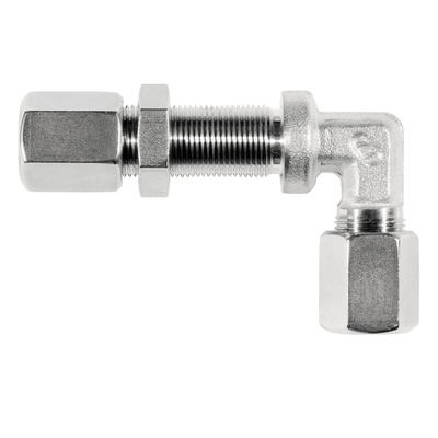 Panel mount elbow union, max. panel thickness 20 mm