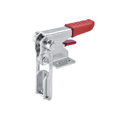 Double tie rod toggle clamps, with safety lever