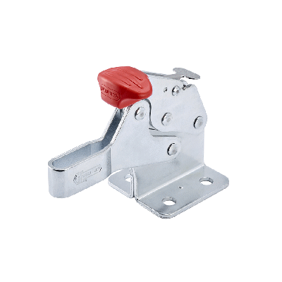 Horizontal toggle clamps with folded base and safety lever