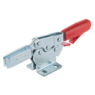 Horizontal toggle clamps with folded base and safety lever