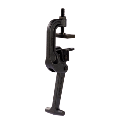 Vertical toggle clamps with double plate closure for high temperatures