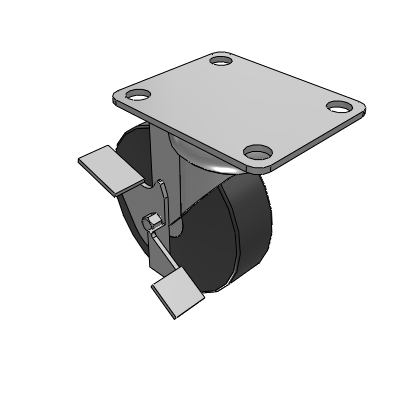 Universal type + middle load caster with stop