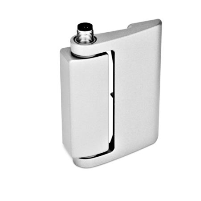 Safety switching hinge with connection plug on top