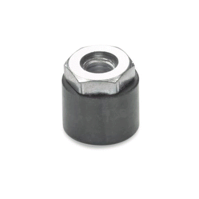 Bump stop, protective cap with threaded bush, rubber
