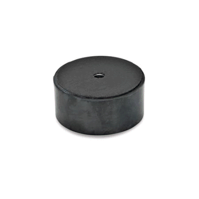 Stainless steel spacer and foot disc with rubber pad, mounting via adhesive pad