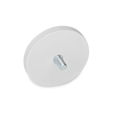 Holding magnet with threaded pin and rubber coating