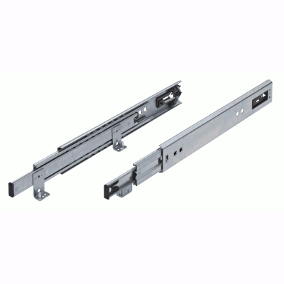 Over pull-out rail serie 036 with insert pins and self-closing mechanism