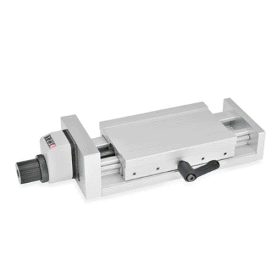 Aluminum adjustment slide with rotary knob and digital position indicator