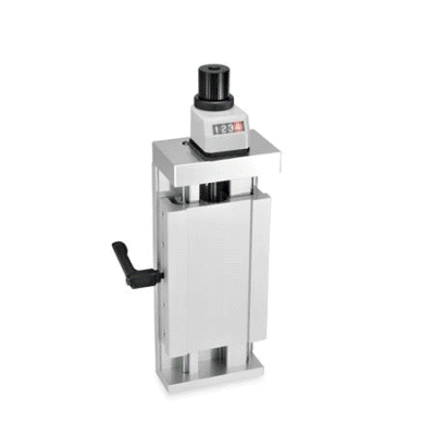 Aluminum adjustment slide with rotary knob and digital position indicator
