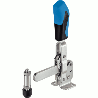 Vertical clamp with horizontal foot and solid holding arm, steel