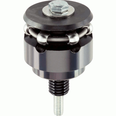 Centering clamping element with clamping balls, operation from below