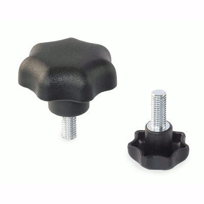 Star knob screw similar to DIN 6336, plastic