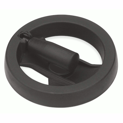 2-spoke handwheel with fitting sleeve and retractable cylinder handle