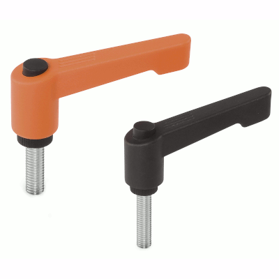 Clamping lever screw, adjustable with plastic push button, slim design