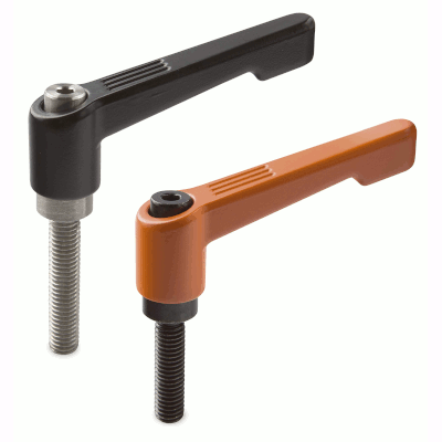 Zinc die-cast clamping lever screw, adjustable, slim design
