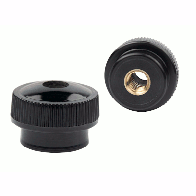Knurled knobs with through thread, phenolic