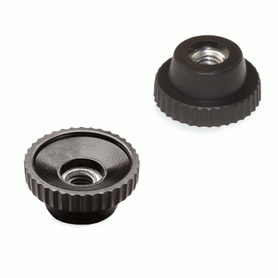 Knurled nut with through thread