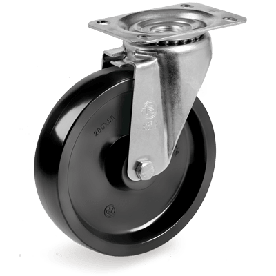 Solid resin wheels, swivel top plate bracket type "NL"