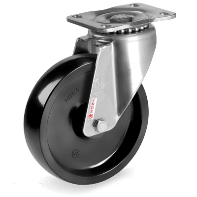 Solid resin wheels, swivel top plate bracket type "NLX"