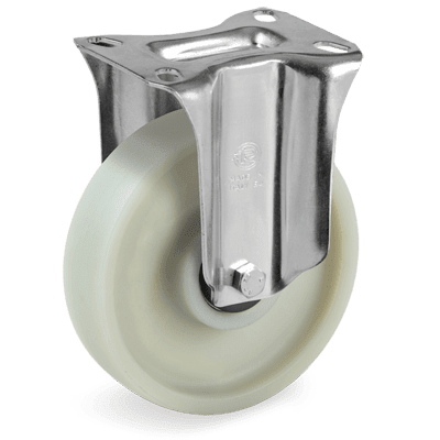 Polyamide 6 solid wheels charged with glass fiber, fixed bracket type "NL"
