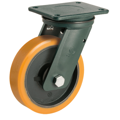 "TR" polyurethane wheels, swivel top plate bracket type "EE HD"