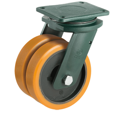 "TR" polyurethane wheels, swivel top plate bracket type "EEG EHD"