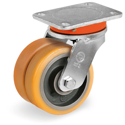 "TR" polyurethane wheels, swivel top plate bracket type "EEG MHD"