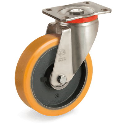 "TR" polyurethane wheels, swivel top plate bracket type "P"