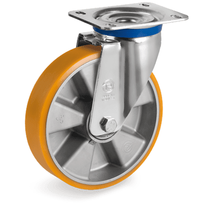 TR polyurethane wheels, aluminium centre, medium duty brackets type (M)