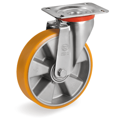 TR polyurethane wheels, aluminium centre, standard duty brackets type (NL)
