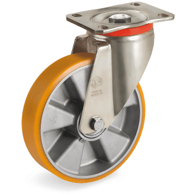 TR polyurethane wheels, aluminium centre, medium-heavy duty brackets type (P)