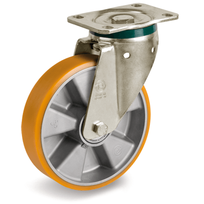 TR polyurethane wheels, aluminium centre, medium-heavy duty brackets type (PT)