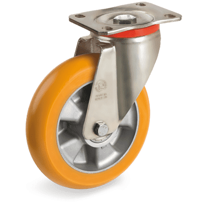 65ER - TR POLYURETHANE WHEELS WITH ERGONOMIC ROUND PROFILE AND ALUMINIUM CENTRE