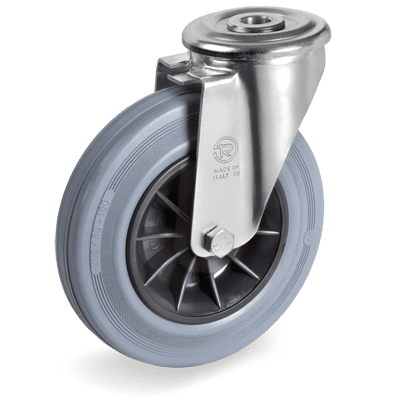Standard rubber wheels, swivel bolt hole bracket type "NL"