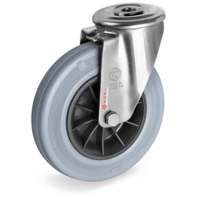 Standard rubber wheels, swivel bolt hole bracket type "NLX"