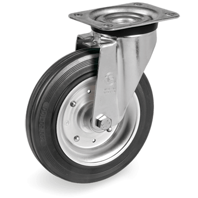 53 - STANDARD RUBBER WHEELS, PRESSED STEEL DISCS