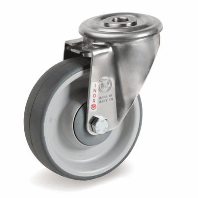 Thermoplastic rubber wheels, swivel bolt hole bracket type "NLX"