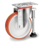 Thermoplastic polyurethane wheels, polyamide 6 centre, with standard-duty "NL" bracket and levelling foot