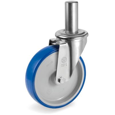 Injection polyurethane wheels, polyamide 6 centre, swivel "ZAMA" stem bracket