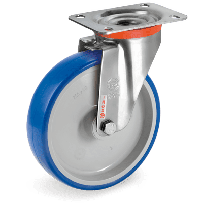 Thermoplastic rubber wheels, swivel top plate bracket type "NLX"
