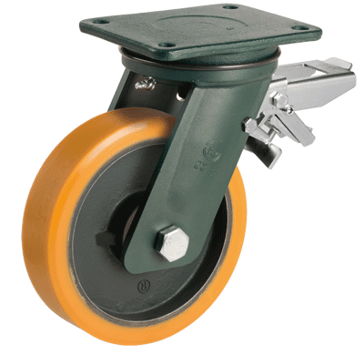 Solid polyamide 6 wheels,swivel top plate bracket type "EE HD" with brake
