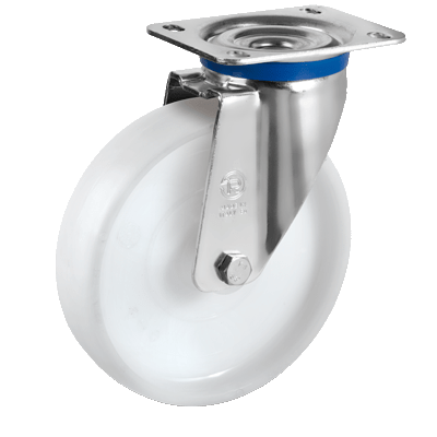 Solid polyamide 6 wheels, swivel top plate bracket type "M"