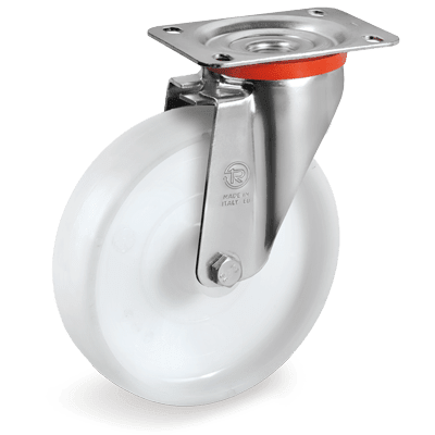 Solid polyamide 6 wheels, swivel top plate bracket type "NL"