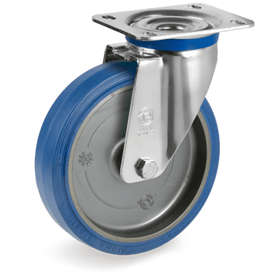 "SIGMA ELASTIC" rubber wheels, swivel top plate bracket type "M"